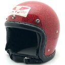 60's 革巻リム Wストラップ RED METALFLAKE 56cm 【海外直輸入中古品】スモールジェットヘルメット オープンフェイス アメリカン レッド 赤色 ラメ メタルフレーク Sサイズ