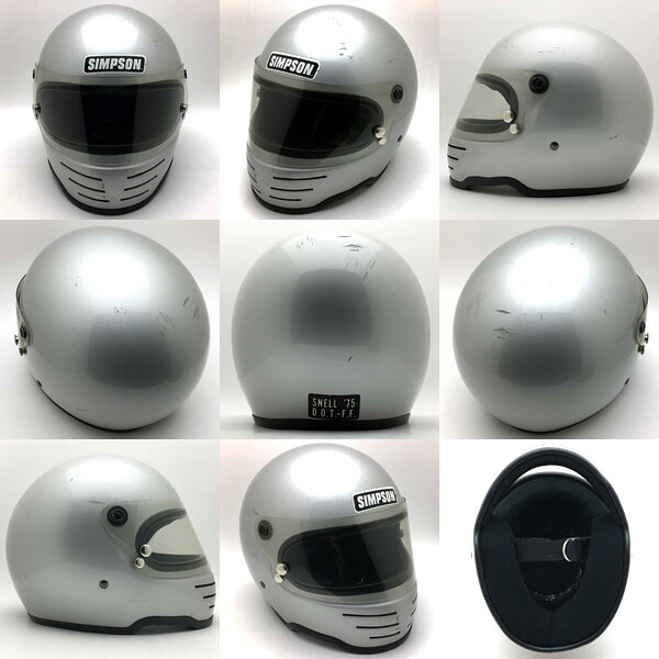 箱 付属品 純正シールド付 SIMPSON M61 SILVER 58cm 【海外直輸入中古品】フルフェイスヘルメット 族ヘル オンロード シンプソン model61 モデル61 シルバー 銀色 Mサイズ [2]