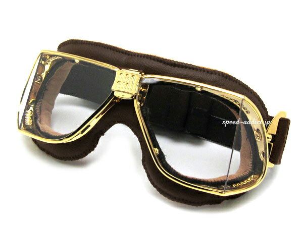 nannini Custom GOGGLE（ナンニーニカスタムゴーグル）BROWN/GOLD × ANTI FOG CLEAR 四眼式4眼式biker shadeバイカーシェードメガネ眼鏡サングラスレトロクラシックカー英車英国車ジェットヘルメットオープンフェイスhalcyonハルシオン