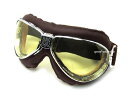 【楽天1位獲得】nannini TT GOGGLE（ナンニーニTTゴーグル）BROWN/CHROME × ANTI FOG YELLOW ブラウン茶色クロムオープンカー二輪用ブリティッシュトラッドオートバイ防風スクーターヘルメットハーフジェットオープンフェイス半ヘル