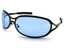 【SALE!!8/31(日)10時まで】METAL OVAL SUNGLASS(メタルオーバルサングラス)艶消しBLACK × LIGHT BLUE マットブラ...
