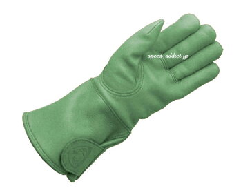 CHURCHILL GLOVE GAUNTLET CGTW(チャーチルグローブガントレット)GREEN グリーン緑色裏地あり防寒冷地仕様秋用冬用耐風耐雨鹿革本革ディアスキンスクーター自動二輪カフェレーサーrockersロッカーズcaferacerプレーン手袋レザーアメリカンタフ