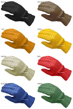 CHURCHILL GLOVE PUNCHING CA(チャーチルグローブパンチングCA)GOLD 金色ゴールド黄色イエロー裏地なし裏地無し鹿革ディアスキン本革防風防春用春夏用サマーグローブ穴付き穴あき耐風定番バイク用手袋レザーグローブアメリカ製メンズ