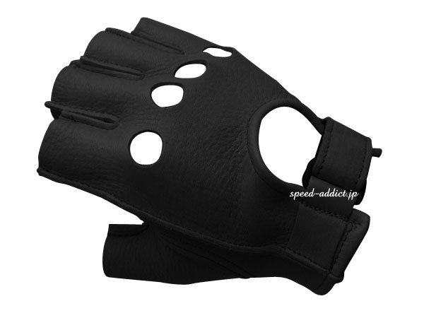 CHURCHILL GLOVE FINGERLESS OT（チャーチルグローブフィンガーレスOT）BLACK 黒ブラック鹿革本革春用春夏用サマーグローブ穴付き穴あき指切り指ぬき指なし指無しハーフフィンガーハーフグローブバイク用手袋レザーグローブアメリカ製usa