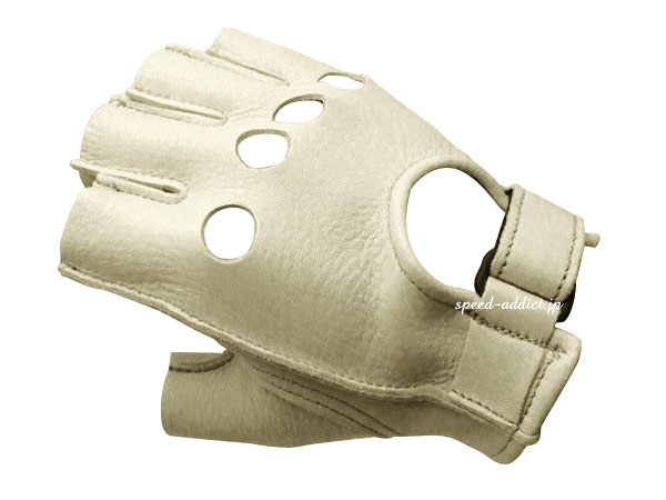 CHURCHILL GLOVE FINGERLESS OT チャーチルグローブフィンガーレスOT CREAM クリーム色乳白色whiteホワイト鹿革本革春用春夏用サマーグローブ穴付き穴あき指切り指ぬき指なし指無しハーフフィ…