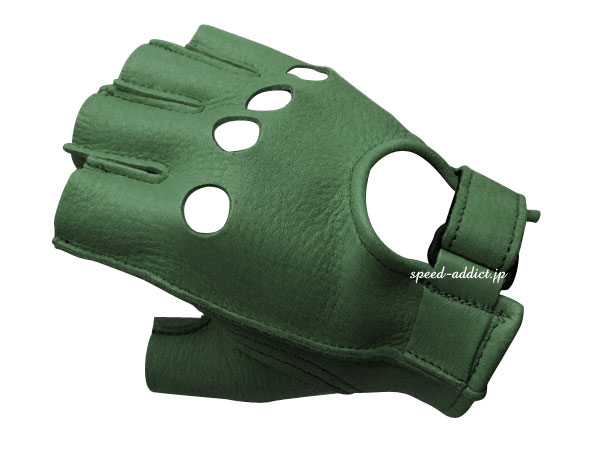 CHURCHILL GLOVE FINGERLESS OT（チャーチルグローブフィンガーレスOT）GREEN 緑グリーン鹿革本革春用春夏用サマーグローブ穴付き穴あき指切り指ぬき指なし指無しハーフフィンガーハーフグローブバイク用手袋レザーグローブアメリカ製usa