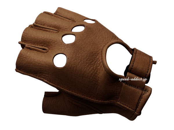 CHURCHILL GLOVE FINGERLESS OT（チャーチルグローブフィンガーレスOT）WALNUT ウォルナットウォールナット茶色ブラウン鹿革本革春用春夏用サマーグローブ穴付き穴あき指切り指ぬき指なし指無しハーフフィンガーハーフグローブバイク用