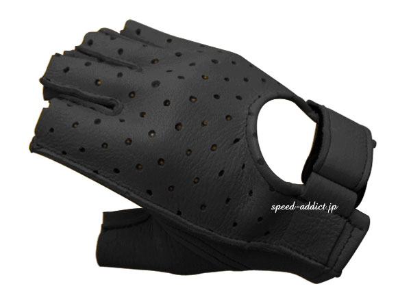 CHURCHILL GLOVE PUNCHING FINGERLESS OTA チャーチルグローブパンチングフィンガーレスOTA BLACK 黒ブラック鹿革ディアスキン本革春用春夏用サマーグローブ穴付き穴あき指切り指ぬき指なし指…