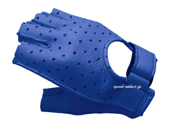 楽天SPEED ADDICT 楽天市場店CHURCHILL GLOVE PUNCHING FINGERLESS OTA（チャーチルグローブパンチングフィンガーレスOTA）ELECTRIC BLUE エレクトリックブルー青色鹿革春用春夏用サマーグローブ穴付き穴あき指切り指ぬき指なし指無しハーフフィンガーグハーフローブ