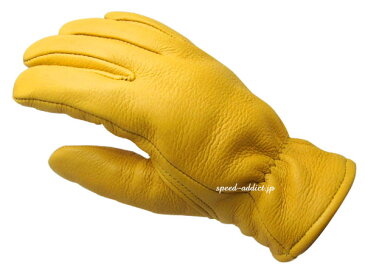 CHURCHILL GLOVE(チャーチルグローブ)GOLD 金色ゴールド黄色イエロー裏地なし裏地無し鹿革鹿皮ディアスキン本革本皮防風防雨防春用夏用春夏用秋用耐風耐雨定番バイク用手袋レザーグローブアメリカ製usa製シンプル男性用メンズ男女兼用