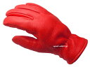 楽天SPEED ADDICT 楽天市場店CHURCHILL GLOVE（チャーチルグローブ）RED 赤レッド裏地なし裏地無し鹿革鹿皮ディアスキン本革本皮防風防雨防春用夏用春夏用秋用耐風耐雨定番バイク用手袋レザーグローブアメリカ製usa製シンプル男性用メンズ男女兼用ユニセックス女性用