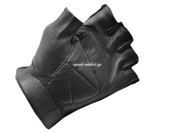 NAPA FINGERLESS GLOVE 525GP(ナパフィンガーレスグローブ525GP) 指切り指ぬき指なし指無しハーフフィンガーハーフグローブ黒blackブラック鹿革ディアスキン本革春用夏用春夏用スマホ対応バイク用手袋レザーグローブサバゲーコスプレ
