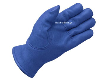 CHURCHILL GLOVE 裏地付(チャーチルグローブ裏地付)ELECTRIC BLUE ブルー青色ディアスキンスクーター自動二輪カフェレーサーrockersロッカーズcaferacerプレーン手袋レザー皮アメリカ製防寒防風ワーキング保温保護プロテクター快適レース定番