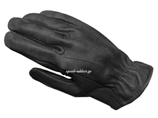 SULLIVAN GLOVE（サリバングローブ）SHORTY VINTAGE BLACK 黒ブラック裏地なし裏地無し鹿革鹿皮ディアスキン本革本皮春用夏用春夏用秋用定番バイク用手袋レザーグローブアメリカ製usa製シンプル男性用メンズ男女兼用ユニセックス女性用