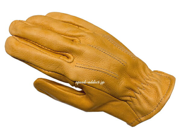 楽天SPEED ADDICT 楽天市場店SULLIVAN GLOVE（サリバングローブ）SHORTY VINTAGE GOLD 金ゴールド裏地なし裏地無し鹿革鹿皮ディアスキン本革本皮春用夏用春夏用秋用定番バイク用手袋レザーグローブアメリカ製usa製シンプル男性用メンズ男女兼用ユニセックス女性用