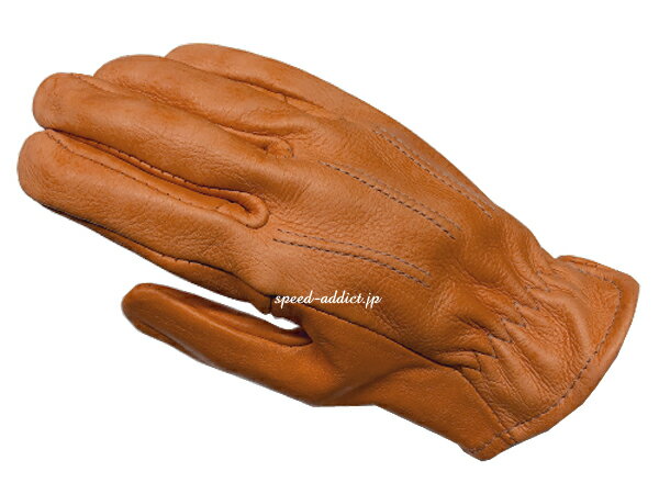 SULLIVAN GLOVE（サリバングローブ）SHORTY VINTAGE TAN 淡茶色brownブラウン裏地なし裏地無し鹿革鹿皮ディアスキン本革本皮春用夏用春夏用秋用定番バイク用手袋レザーグローブアメリカ製usa製シンプル男性用メンズ男女兼用ユニセックス