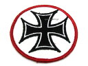 70's VINTAGE IRON CROSS WAPPEN（70sビンテージアイアンクロスワッペン）WHITE × BLACK 【海外直輸入新古品】卍マンジ鉤十字架ナチスハーケンクロイツホットロッドエドロスラットフィンクヴォンダッチウエストコーストチョッパーズ刺繍