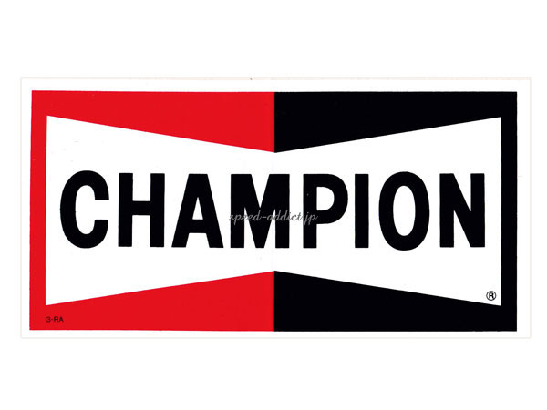 70's VINTAGE CHAMPION PLUG Sticker（70sビンテージチャンピオンプラグステッカー）75mm×145mm 【海外直輸入新古品】ヘルメットデカールdecalアメリカ製年代物当時物デッドストックシールdeadstockカスタムレアレーシングクラシカルのサムネイル