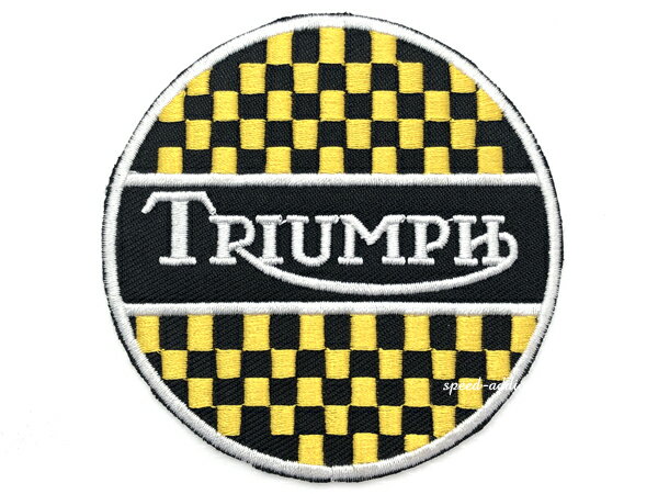 TRIUMPH CHECKER WAPPEN（トライアンフチェッカーワッペン）6tthunderbirdサンダーバードtr5トロフィーtr6t120bonnevilleボンネビルt140t110t100tr7デイトナスピードトリプルスプリントスクランブラーtormサンダーバードストーム英国車