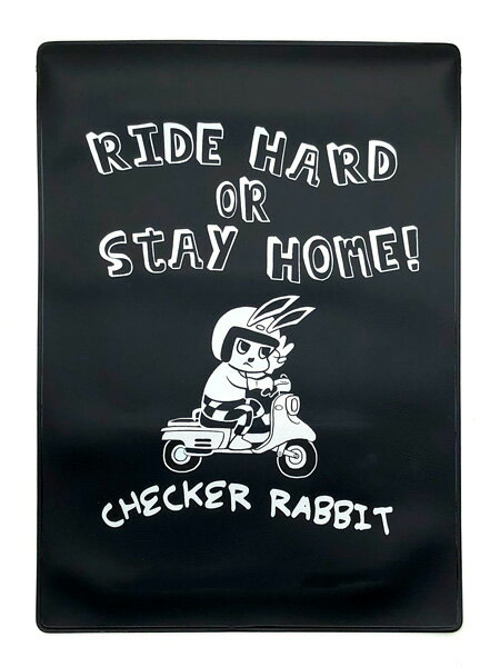 CHECKER RABBIT 車検証ケース（チェッカーラビット） BLACK × WHITE 車検証入れ 車検証ホルダー 書類入れ 自賠責保険証 任意保険 自動車保険 収納 名刺入れ サイドバッグ リアボックス うさぎ 富士重工 ラビットスクーター 鉄スクーター