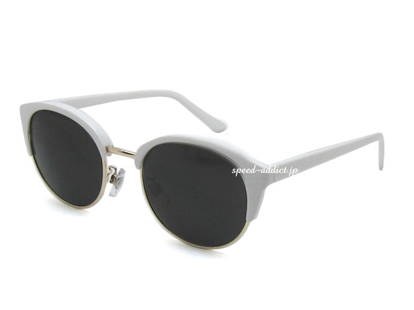 BOSTON SIRMONT BROW SUNGLASS（ボストンサーモントブロウサングラス）WHITE × SMOKE 白ホワイト定番ベーシックトレンド流行uvカット紫外線カットレトロクラシカルボスリントンシェイプ型メンズレディース男女兼用