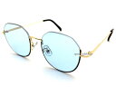 UNDER RIM SUNGLASS（アンダーリムサングラス）GOLD/BLACK × LIGHT BLUE ゴールド金ブラックライトブルーレンズ青カラーレンズ眼鏡メガネめがね下縁フレームハーフリム逆ナイロール小顔効果個性的メンズレディース