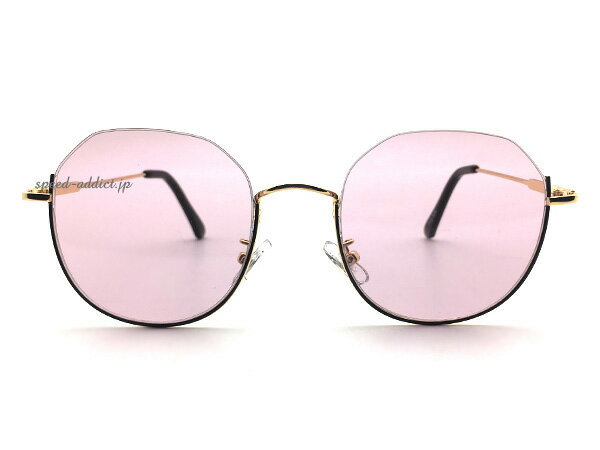 UNDER RIM SUNGLASS（アンダーリムサングラス）GOLD/BLACK × PINK ゴールド金ブラックピンクレンズカラーレンズ眼鏡メガネめがね下縁フレームハーフリム逆ナイロール小顔効果個性的小顔効果男女兼用uv紫外線カット