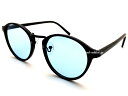 BOSTON SUNGLASS for JAPANESE SUNGLASS（ボストンサングラスforジャパニーズ）BLACK/BLACK × LIGHT BLUE ブラック黒ライトブルーカラーレンズ青水色日本人向けアジアンフィットトレンド流行ユニセックス定番フレームクラシカル紫外線