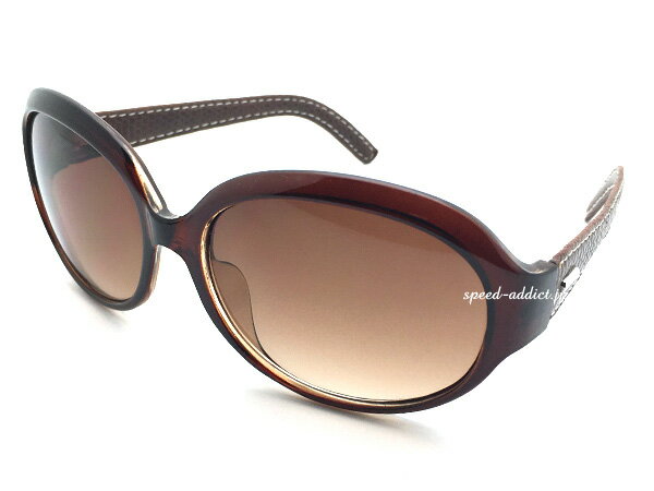 LEATHER TEMPLE BUTTERFLY SUNGLASS（レザーテンプルバタフライサングラス）DARK BROWNエキス × BROWN HALF ダークブラウン焦げ茶ハーフレンズ皮革オーバルタイプ紫外線カット大きめレトロクラシック度なしリゾートおしゃれ可愛い