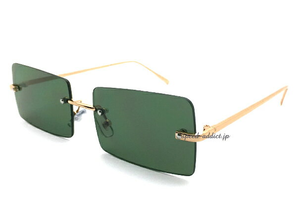 FLAT LENS SQUARE SUNGLASSʥեåȥ󥺥󥰥饹GOLD  DARK GREEN ⥴Х...