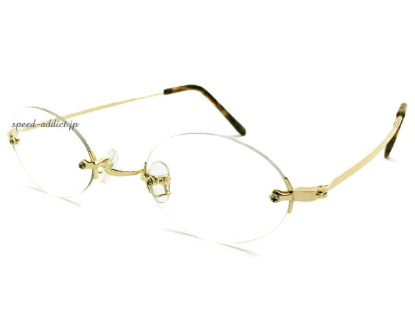 TWO POINT RIMLESS OVAL SUNGLASS(ツーポイントリムレスオーバルサングラス）GOLD × CLEAR ゴールド金色クリア眼鏡メガネめがね伊達眼鏡伊達めがねダテメガネだてめがね縁なしリムなしフレームトレンドオーバル型楕円型細型シンプル