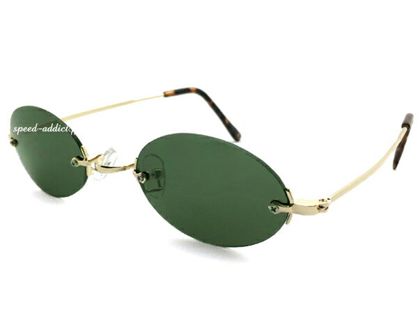 TWO POINT RIMLESS OVAL SUNGLASS(ġݥȥ쥹Х륵󥰥饹GOLD  DARK GREEN ɶ⿧꡼вʴХ륹кѡƥ٥ȥץץܿ͸եåȥ饷뤪쥹ޡ