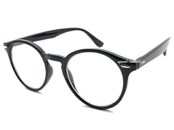 CLASSIC ROUND BOSTON SUNGLASS（クラシックラウンドボストンサングラス）BLACK × CLEAR ブラッククリアレンズ黒縁くろぶちめがね伊達眼鏡ダテメガネ度なしアイウェア丸セルフレーム紫外線カットクラシカル男女兼用ベーシック定番レトロ