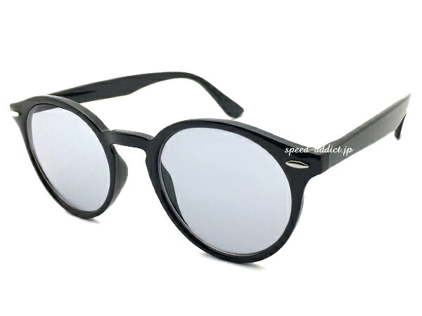 CLASSIC ROUND BOSTON SUNGLASS（クラシックラウンドボストンサングラス）BLACK × LIGHT SMOKE ブラック黒ライトスモーク紫外線カットカラーレンズセルフレーム伊達眼鏡メガネ度なしめがね男女兼用ユニセックスカジュアルフォーマル定番