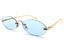 FLAT LENS OVAL SUNGLASS（フラットレンズオーバルサングラス）GOLD × LIGHT BLUE ゴールド金色ライトブルー水色青カラーレンズカラーサングラス色付めがね色付きレンズUVカット紫外線防止アイウェアクラシカル男女兼用ユニセックス定番