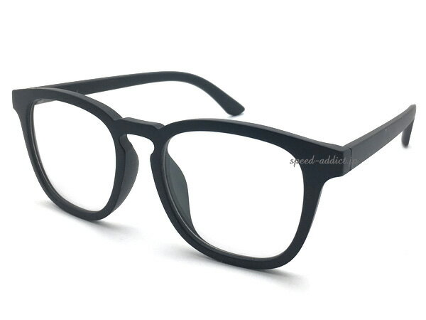 ANTI-FOG PC SQUARE WELLINGTON SUNGLASS（アンチフォグPCスクエアウェリントンサングラス）艶消しBLACK × CLEAR マットブラック黒縁めがねクリアレンズくもりどめUVカット飛沫予防ウイルス対策男女兼用セルフレームアイウエア伊達眼鏡