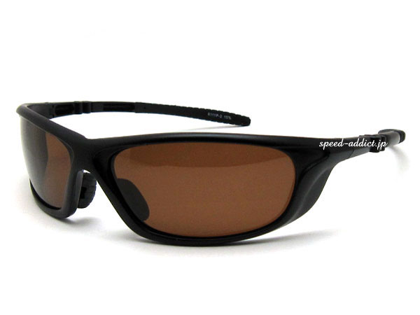 POLARIZED SPORT SUNGLASS（偏光スポーツサングラス）艶消しBLACK × 偏光BROWN マットブラック茶ブラウン偏光レンズメガネ眼鏡めがねアウトドア海ドライブ自転車運転ゴルフ釣りフィッシングマラソンジョギング