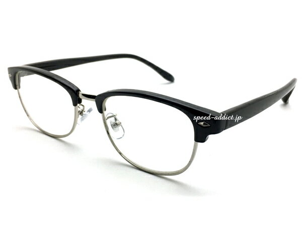 楽天SPEED ADDICT 楽天市場店NARROW SIRMONT BROW SUNGLASS（ナローサーモントブロウサングラス）BLACK/SILVER × CLEAR 黒縁セルフレーム鼻パッド人気カジュアルストリート昭和ロックサーフ系アメカジメガネ眼鏡ジャパンフィットウェリントントレンド流行シンプル