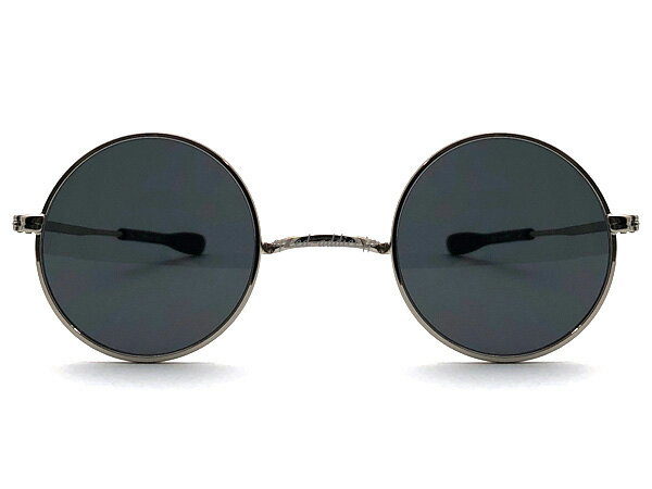 NOSE PADLESS METAL 丸眼鏡 SUNGLASS（ノーズパッドレスメタルラウンドサングラス）SILVER × SMOKE シルバー銀ぶち銀縁メガネ丸めがねスモーク小さめメタルフレームジョンレノン小さなレンズ金属フレームアイウェア軽量鼻パッドなし