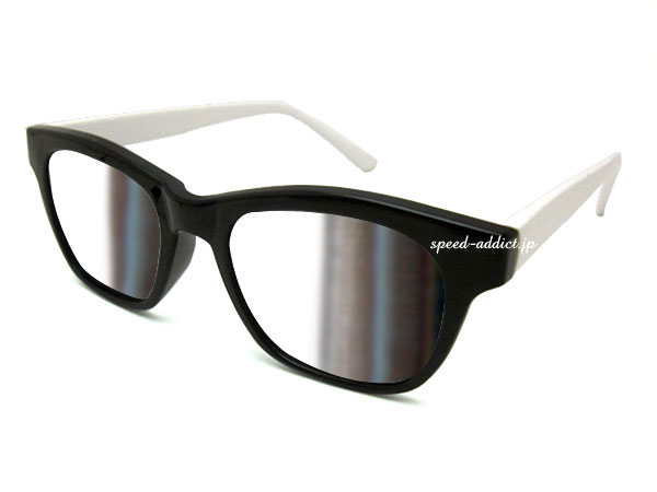 【SALE!!6/12(水)10時まで】SPY WELLINGTON SUNGLASS（スパイウェリントンサングラス）BLACK/WHITE × MIRROR ブラックホワイト黒白ミラーレンズ探偵尾行追尾パーティーバラエティグッズ伊達メガネ眼鏡めがね流行アイウェアuv紫外線カット