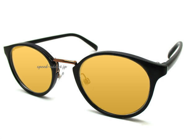 GOLD BRIDGE BOSTON SUNGLASS(ゴールドブリッジボストンサングラス)BLACK × ORANGE ブラック黒色橙オレンジレンズカラーレンズボスリントンフレームレトロクラシカルトラッドトレンド流行アイウェア小顔効果
