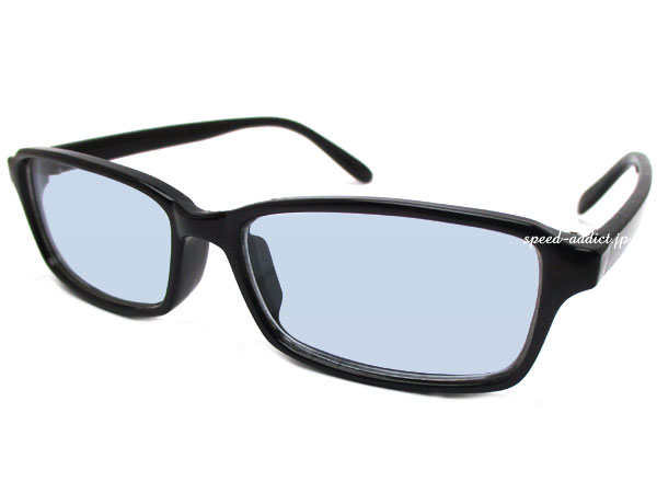 SQUARE SHADE NARROW SUNGLASS（スクエアシェードナローサングラス）BLACK × LIGHT BLUE 横長シェイプベーシックシンプルシャープ知的クールスクエアタイプ黒縁カラーレンズカラフルuvカット紫外線対策アイウェア