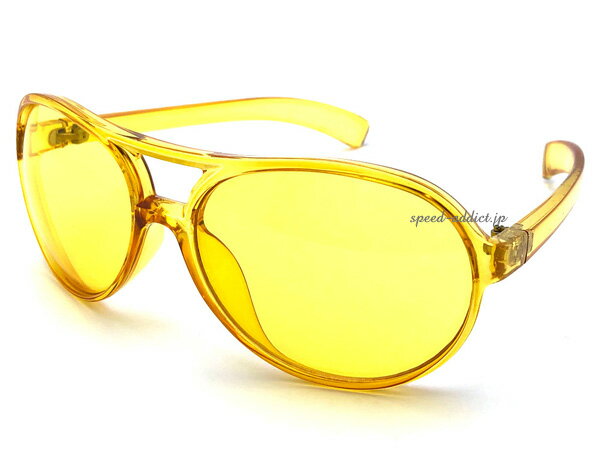 セルフレーム SEMI AUTO TEARDROP SUNGLASS（セルフレームセミオートティアドロップサングラス）YELLOW CLEAR × LIGHT YELLOW イエロークリアカラーレンズセルプラスチックフレームナス型メガネ伊達眼鏡ダテめがねだてメガネクラシック