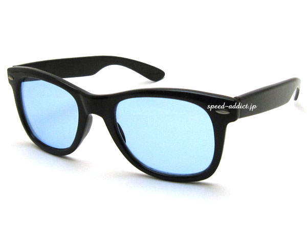 OLD WELLINGTON SUNGLASS（オールドウェリントンサングラス）BLACK × LIGHT BLUE ブルーレンズカラーレンズロックアメカジサーフ系ビタ男人気伊達メガネ伊達眼鏡伊達めがねダテメガネだてめがね定番トレンド流行