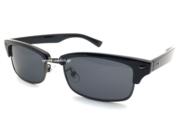 SQUARE NARROW BROW SIRMONT SUNGLASS（スクエアナローブロウサーモントサングラス）BLACK/GUNMETAL × SMOKE ブラックガンメタルスモークレンズ男女兼用メンズレディースユニセックス四角フレームブロウタイプ眼鏡メガネめがねuv紫外線