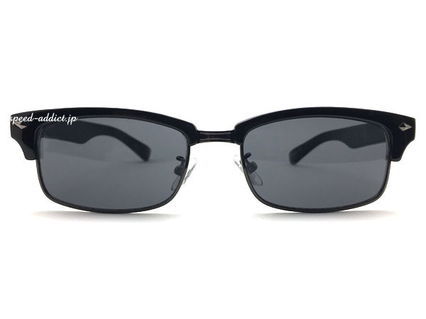 SQUARE NARROW BROW SIRMONT SUNGLASS（スクエアナローブロウサーモントサングラス）BLACK/GUNMETAL × SMOKE + メガネケース BLACK ブラックガンメタルスモークレンズ男女兼用メンズレディースユニセックス四角フレームブロウタイプ眼鏡