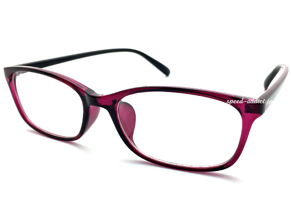 SQUARE NARROW WELLINGTON SUNGLASS（スクエアナローウェリントンサングラス）PURPLE/DARK PURPLE × CLEAR ダークパープル紫クリアレンズ伊達眼鏡ダテメガネだてめがね四角横長シェープセルフレームuvカット紫外線カットユニセックス