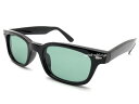 CLASSIC SQUARE NARROW WELLINGTON SUNGLASS（クラシックスクエアナローウェリントンサングラス）BLACK × LIGHT GREEN ブラックライトグリーン緑カラーレンズセルフレーム黒縁眼鏡スタンダードカジュアル車運転uvカットジャパンフィット