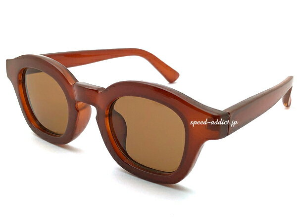 BOLD FRAME KEYHOLE BRIDGE BOSTON SUNGLASS（ボールドフレームキーホールブリッジボストンサングラス）BROWN × BROWN ブラウン太幅太セルフレーム個性的インパクトボリュームフレンチスタイルクラシックモダンレトロメンズレディース