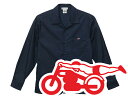 OPEN COLLAR WORK SHIRT スピードアディクト（オープンカラーワークシャツSPEED ADDICT）NAVY ネイビー紺ツイル 開襟シャツワークシャツミリタリーシャツ長袖シャツネルシャツデニムシャツrock mounthbarcラングラーleelevi 039 sリーバイス